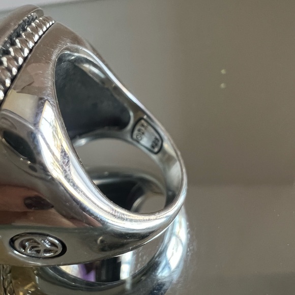 David Yurman 20mm sterling silver diamond amethyst ring NEW⭐️ - Picture 7 of 10